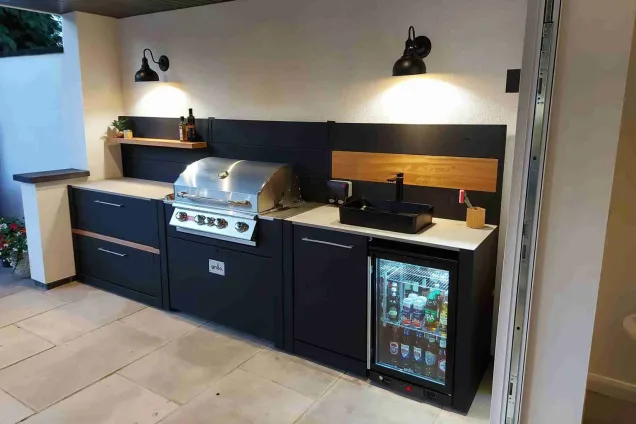 Grillo outdoor kitchen in dunholme lincoln on patio under cover