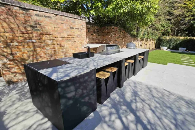 Island Grillo outdoor kitchen in altrincham cheshire on large patio