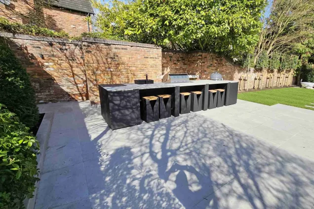 Island Grillo outdoor kitchen in altrincham cheshire on large patio