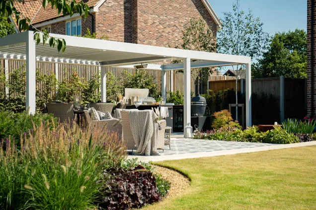 Grillo outdoor kitchen in ardleigh colchester under pergola