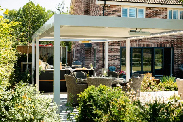 Grillo outdoor kitchen in ardleigh colchester with outdoor seating area