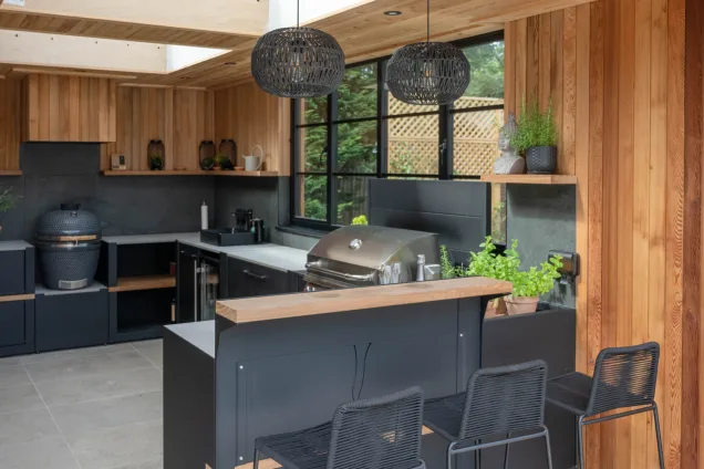bar at West Malling outdoor kitchen under roof