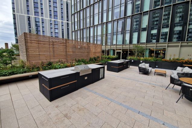 outdoor kitchens on roof-top at The Mercian, Birmingham