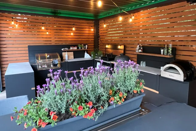 planter and outdoor kitchen under roof in Stockport, Manchester