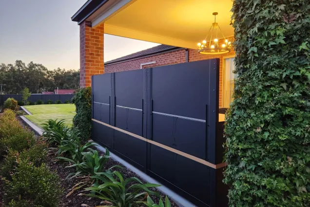 backside of outdoor kitchen with feature walls at Stawell, Northern Grampians