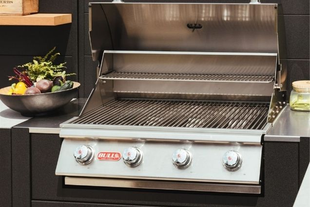 Bull Gas Grill in outdoor kitchen on the South Coast