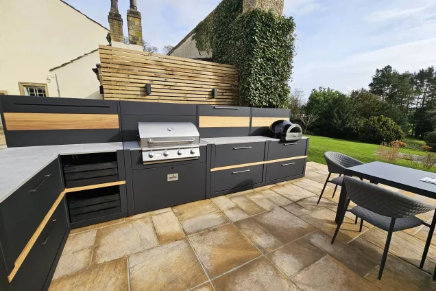 outdoor kitchen with Bull gas BBQ in Skipton, North Yorkshire