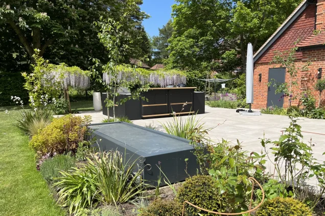 outdoor kitchen on patio in garden in Reading, Berkshire