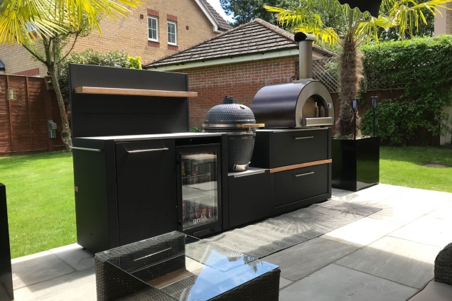 Outdoor kitchen in Braintree, Essex with outdoor fridge
