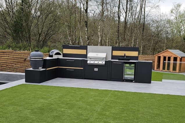 Outdoor kitchen in Bury, Manchester on patio with Gas BBQ