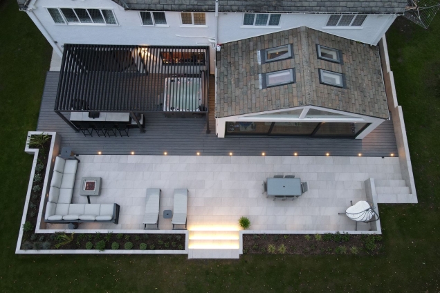 Outdoor kitchen in Caldy, Wirral on patio top down view
