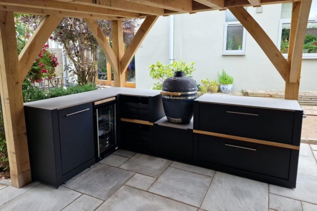 Outdoor kitchen in Chew Manga, Somerset on patio