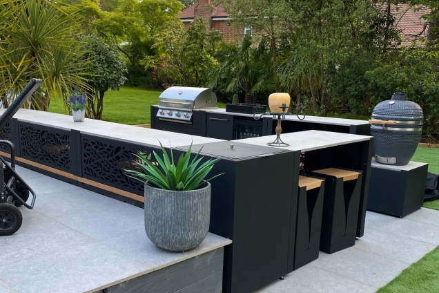 L-shaped outdoor kitchen in Poole, Dorset