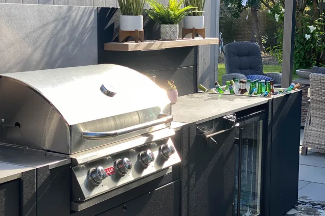 Bull Gas Grill close up view in outdoor kitchen in Middleton, Milton Keynes