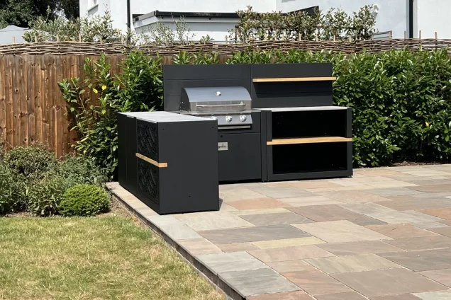 Outdoor kitchen in chelmsford on patio with gas bbq