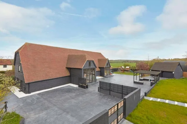 Outdoor kitchen in Essex in large garden on patio