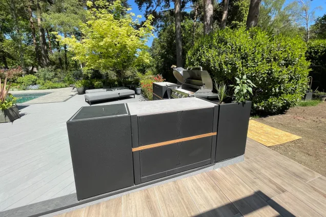 Outdoor kitchen in Hampshire on decking