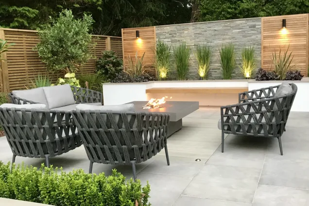 Outdoor kitchen in Keston Kent on decking with outdoor seating area