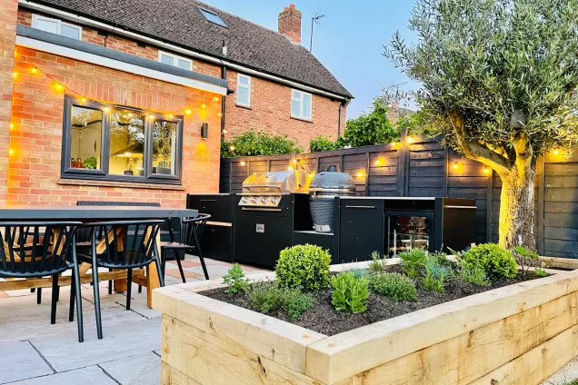 Outdoor kitchen in linton with gas bbq and gusto bbq