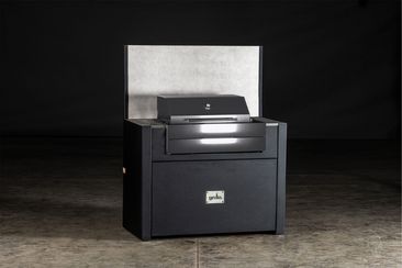 voltiq electric bbq station with porcelain feature wall