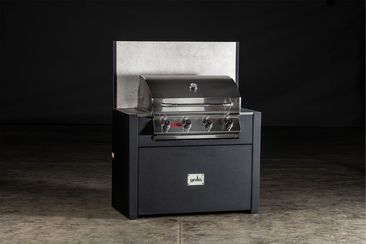 bull gas bbq station with porcelain feature wall