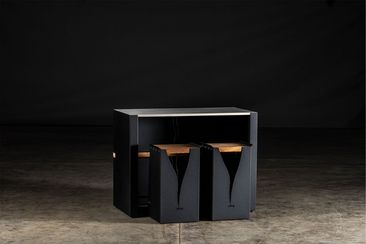 bar table and stools cabinet