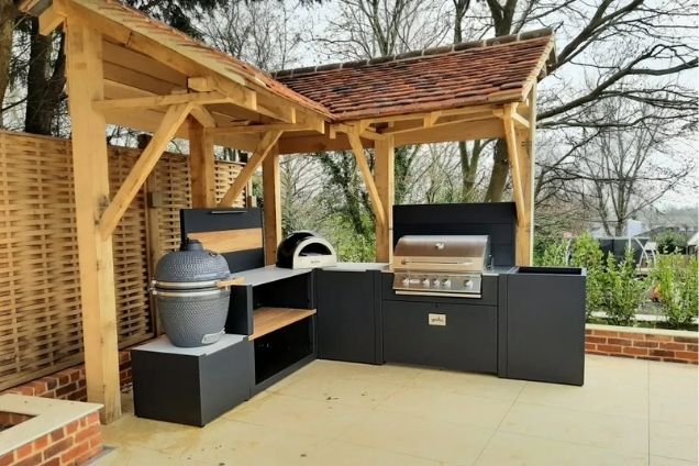 outdoor kitchen under roof in Warley, Brentwood