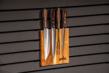 hang it chop it on slatted feature wall