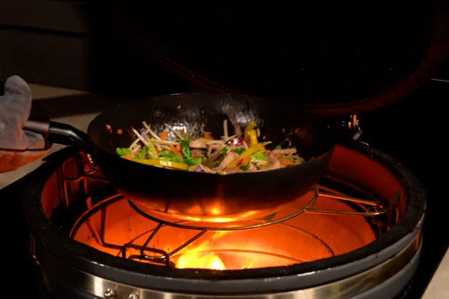 Wok on Grillo Gusto in outdoor kitchen