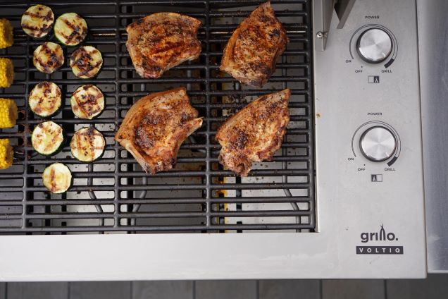 charred food on voltiq electric bbq grills