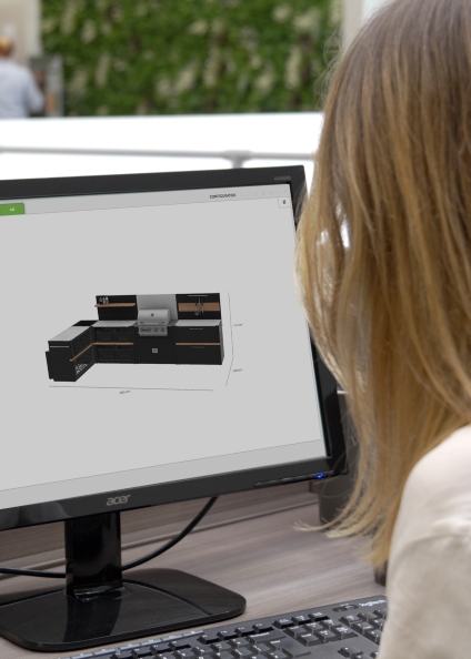 person using outdoor kitchen configurator