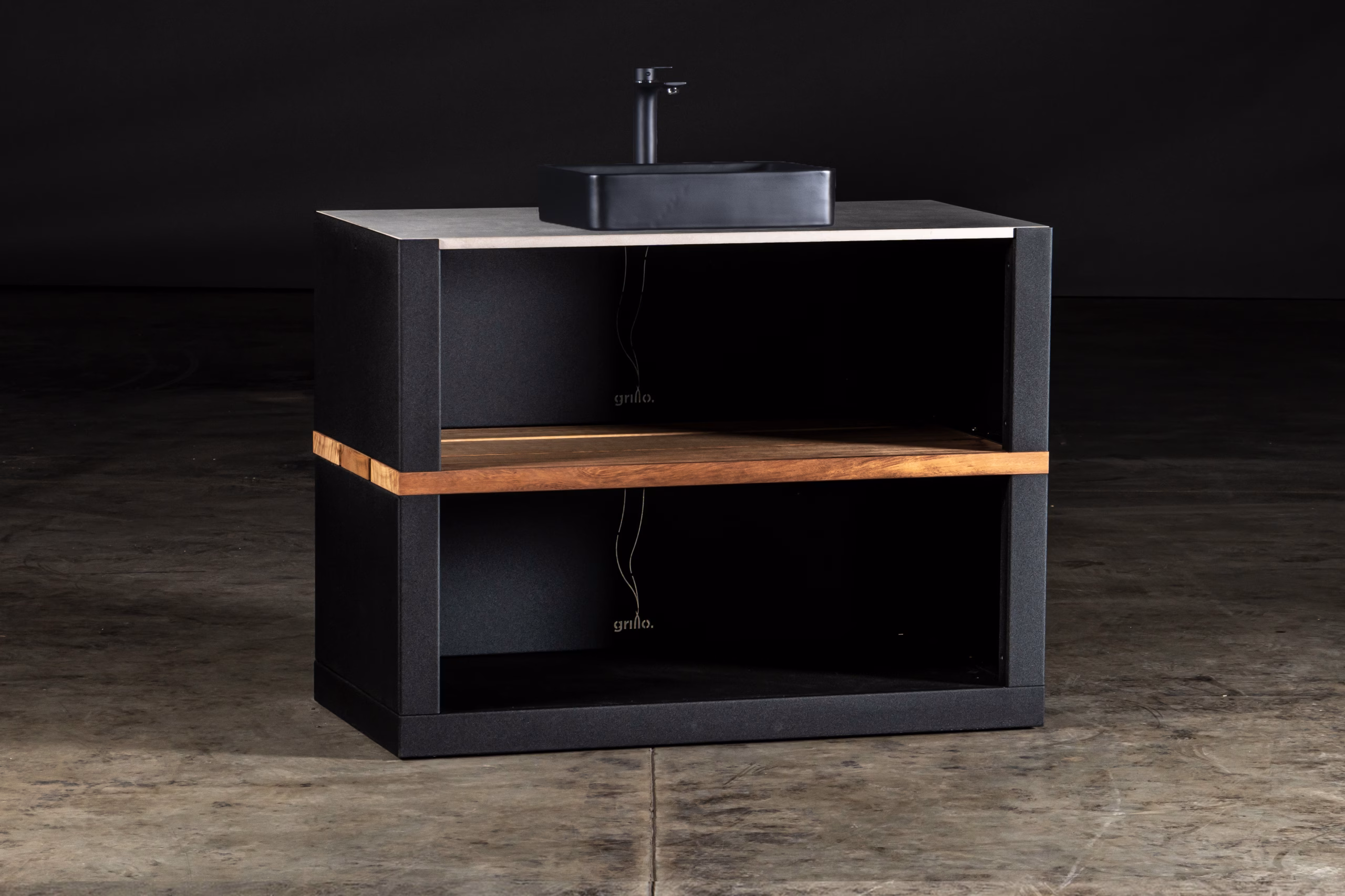 shelf cabinet with tarn sink on top