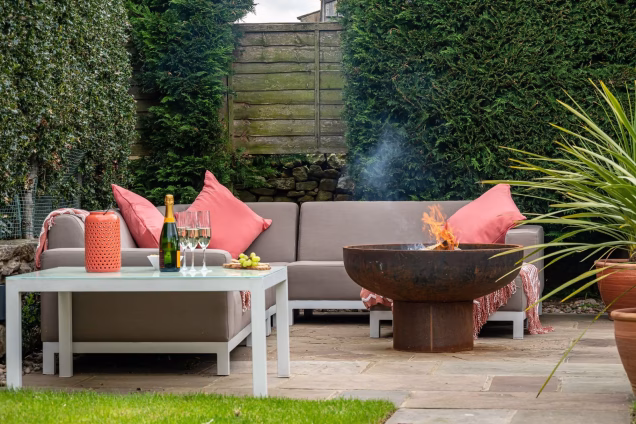 outdoor seating area with firepit