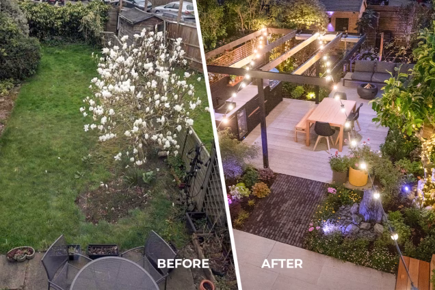 Before and after photos of a small London garden transformed by Catherine Clancy Garden Design